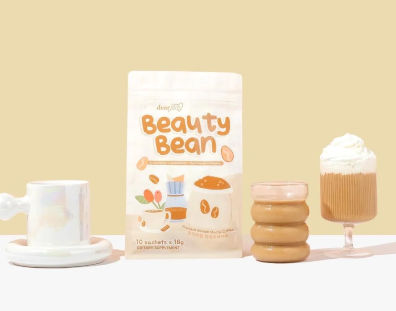 Dear Face Beauty Bean Premium Korean Mocha Coffee (10 x 18g